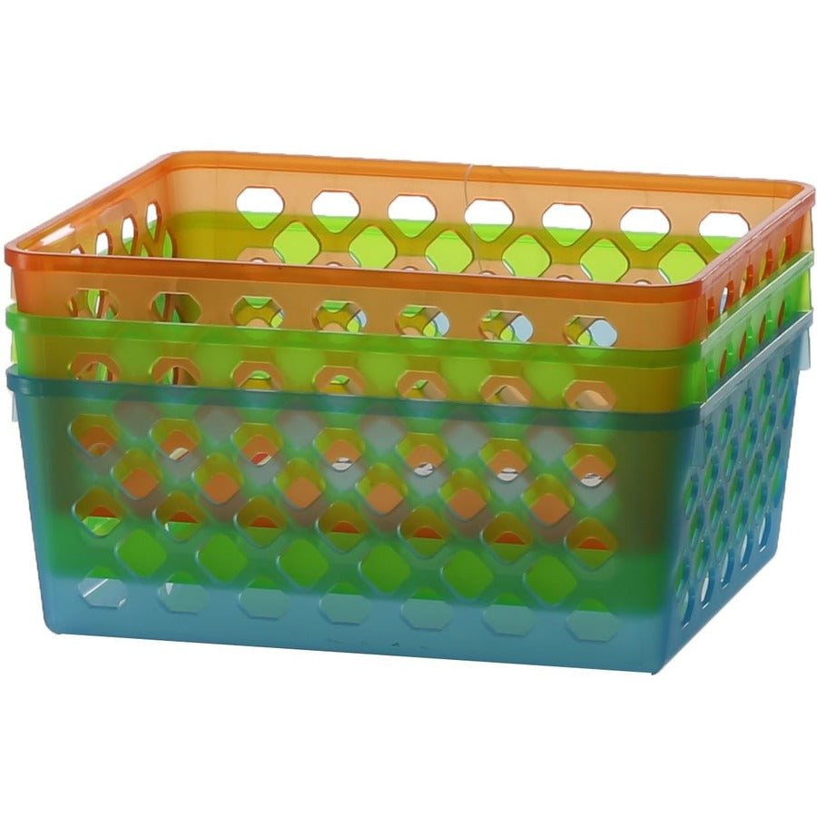 Officemate Achieva Supply Baskets - 2.4" Height x 8.1" Width x 5" Depth - Red, Green, Blue - 