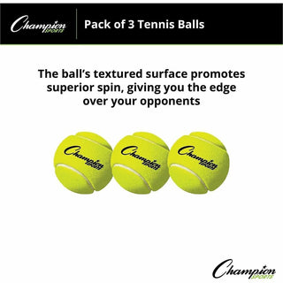 Tennis Balls, 2.5" Diameter, Yellow, 3/Pack