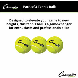 Tennis Balls, 2.5" Diameter, Yellow, 3/Pack