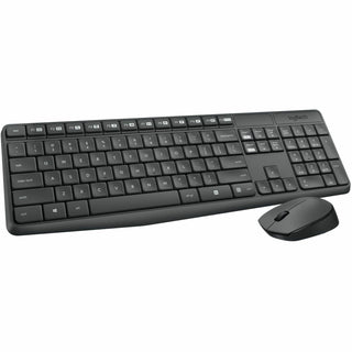 Logitech MK235 Keyboard & Mouse (Keyboard English Layout only) - USB Wireless RF - English - Black - USB Wireless RF - Optical - Scroll Wheel - QWERTY - Black - AAA, AA - Compatible with Desktop Computer for PC, Linux, ChromeOS - 1 Pack