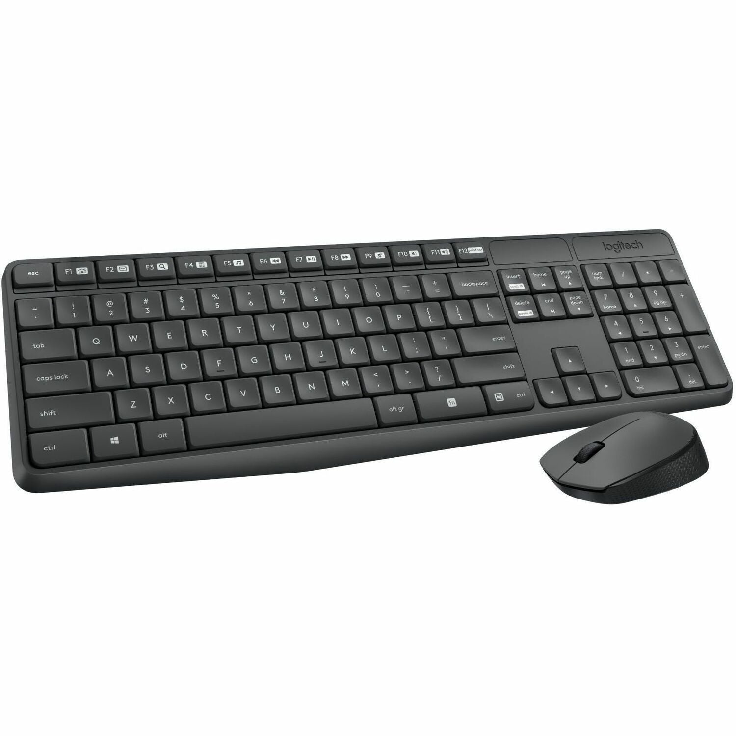 Logitech MK235 Keyboard & Mouse (Keyboard English Layout only) - USB Wireless RF - English - Black - USB Wireless RF - Optical - Scroll Wheel - QWERTY - Black - AAA, AA - Compatible with Desktop Computer for PC, Linux, ChromeOS - 1 Pack