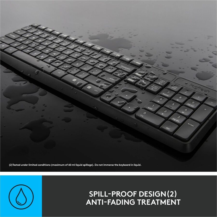 Logitech MK235 Keyboard & Mouse (Keyboard English Layout only) - USB Wireless RF - English - Black - USB Wireless RF - Optical - Scroll Wheel - QWERTY - Black - AAA, AA - Compatible with Desktop Computer for PC, Linux, ChromeOS - 1 Pack