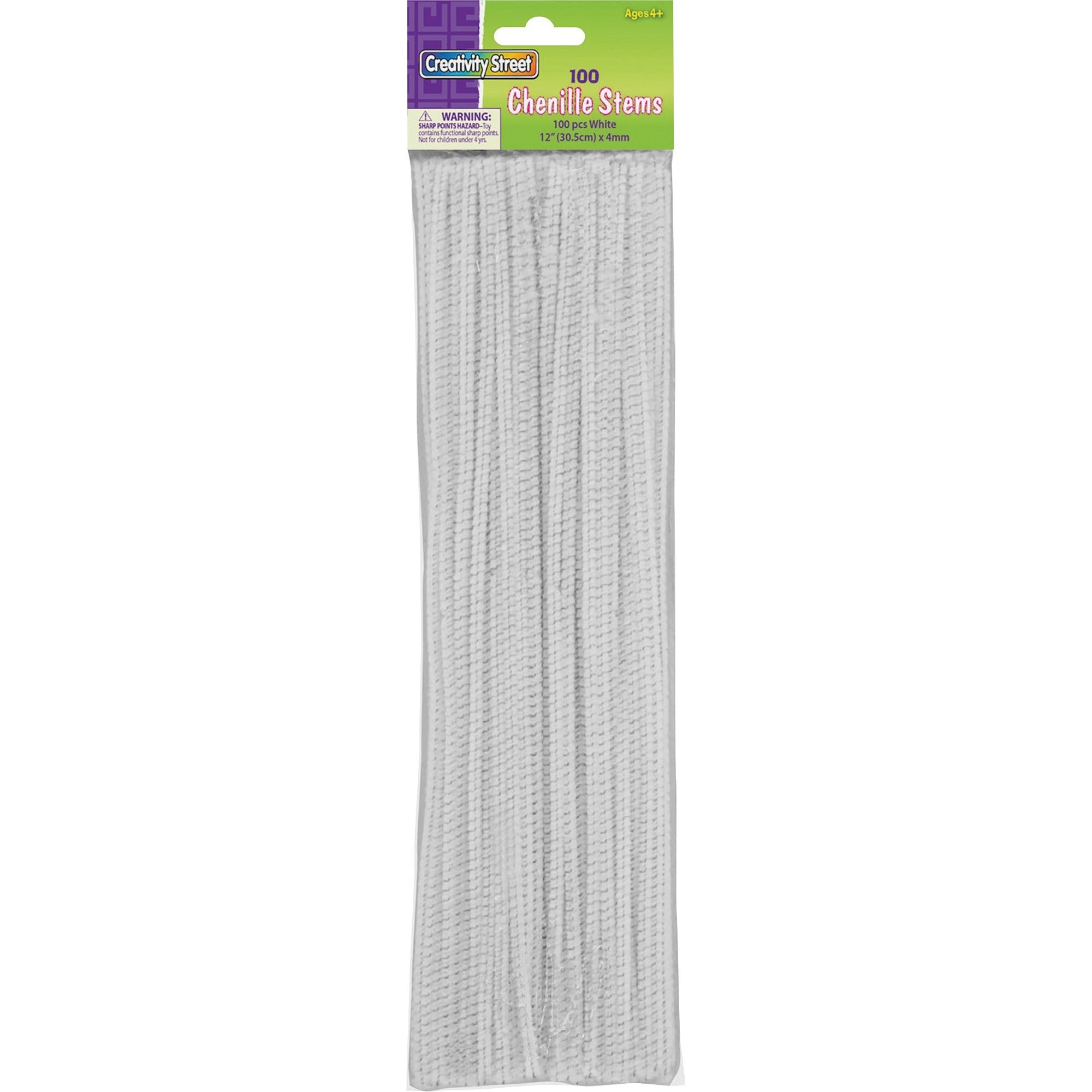 creativity-street-chenille-stems-classroom-activities-craft-project-recommended-for-4-year-x-12length-x-02diameter-100-pack-white-polyester_pac711202 - 1