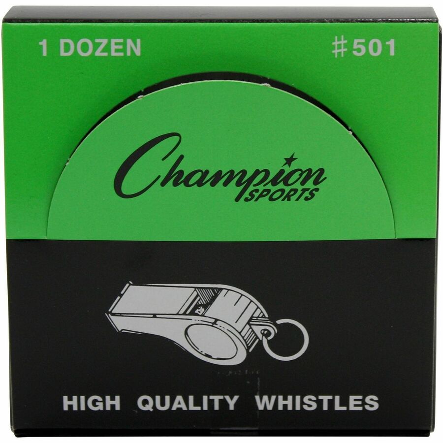 Sports Whistle, Medium Weight, Metal, Silver, Dozen