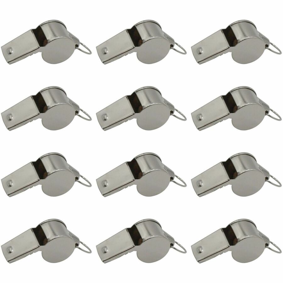 Sports Whistle, Medium Weight, Metal, Silver, Dozen