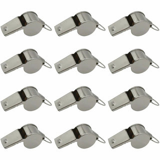 Sports Whistle, Medium Weight, Metal, Silver, Dozen