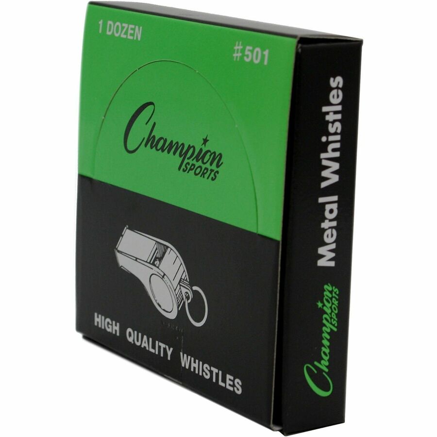 Sports Whistle, Medium Weight, Metal, Silver, Dozen