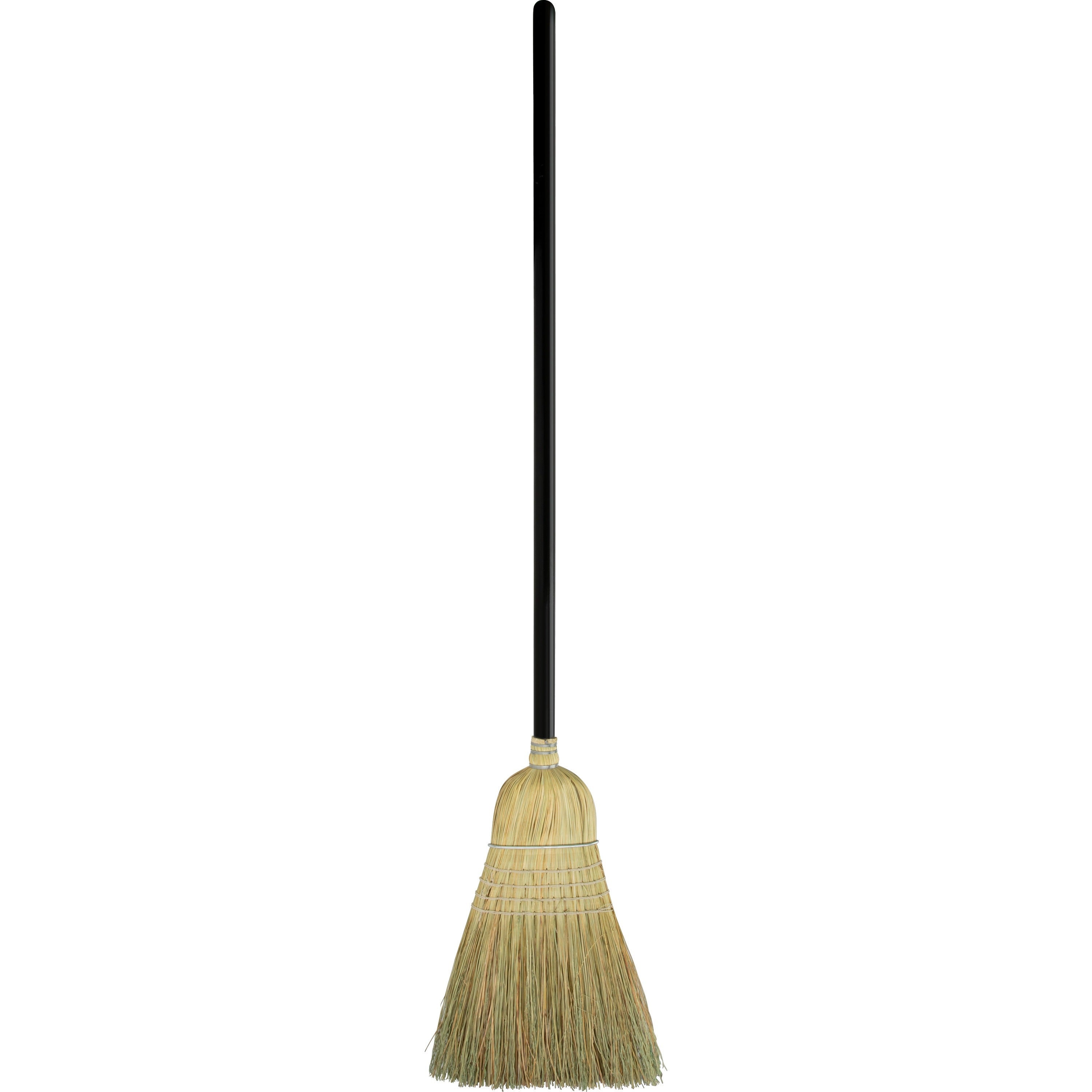 genuine-joe-warehouse-broom-corn-fiber-bristle-38-handle-length-lacquered-wood-handle-1-each-natural_gjo12001 - 1