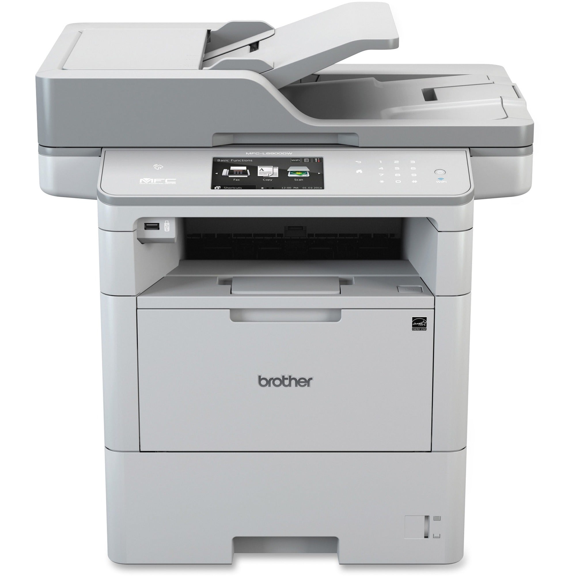 Brother MFC-L6900DW Laser Multifunction Printer - Monochrome - Duplex - Copier/Fax/Printer/Scanner - 52 ppm Mono Print - 1200 x 1200 dpi Print - 4.9" LCD Touchscreen - Gigabit Ethernet - Wireless LAN - USB 2.0 - 1