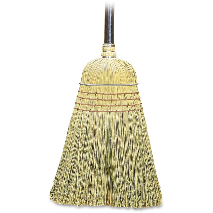 genuine-joe-warehouse-broom-corn-fiber-bristle-38-handle-length-lacquered-wood-handle-6-carton-natural_gjo12001ct - 2