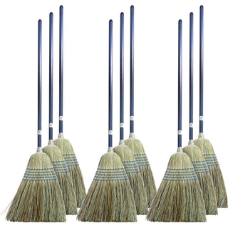 Genuine Joe Light Duty Broom - Corn Fiber Bristle - Lacquered Wood Handle - 12 / Carton - Natural