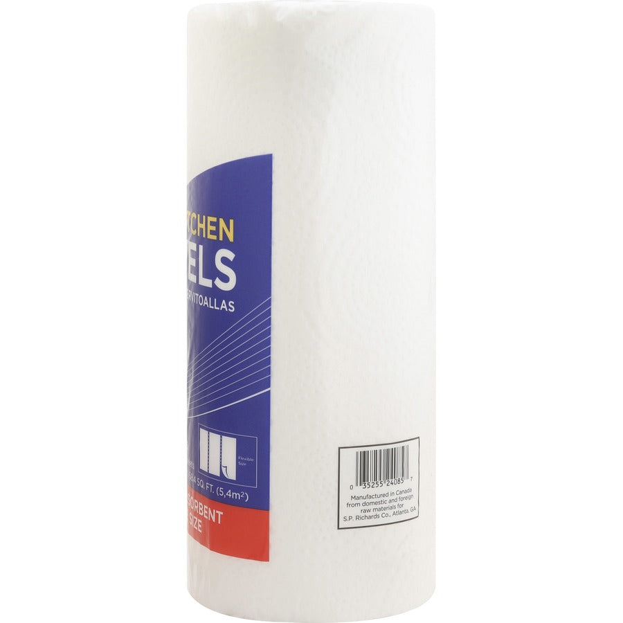 Genuine Joe Kitchen Roll Flexible Size Towels - 2 Ply - 1.63" Core - White - Paper - Flexible, Perforated, Absorbent, Soft - For Kitchen, Multipurpose, Breakroom - 30 / Carton