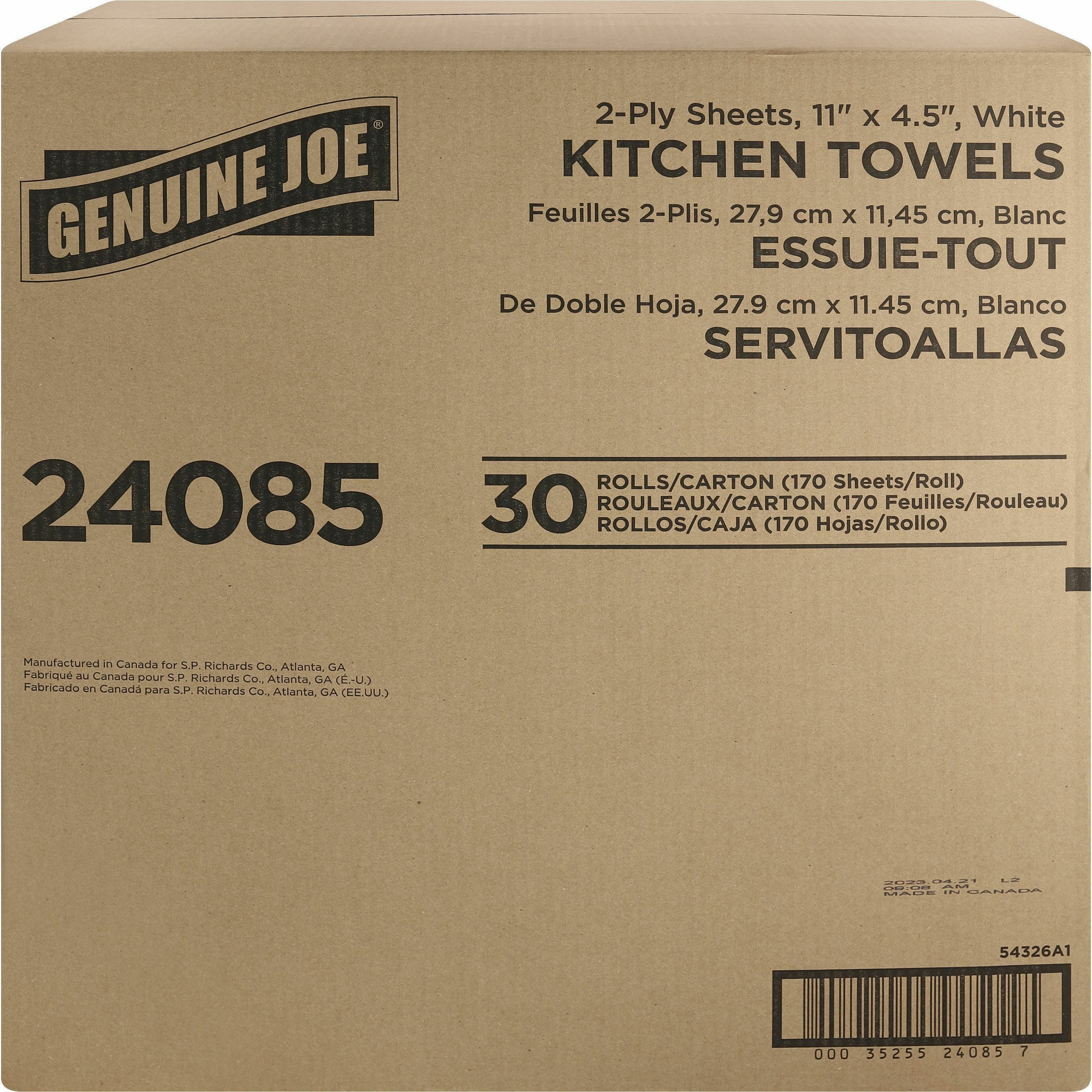 genuine-joe-kitchen-roll-flexible-size-towels-2-ply-163-core-white-paper-flexible-perforated-absorbent-soft-for-kitchen-multipurpose-breakroom-30-carton_gjo24085 - 3