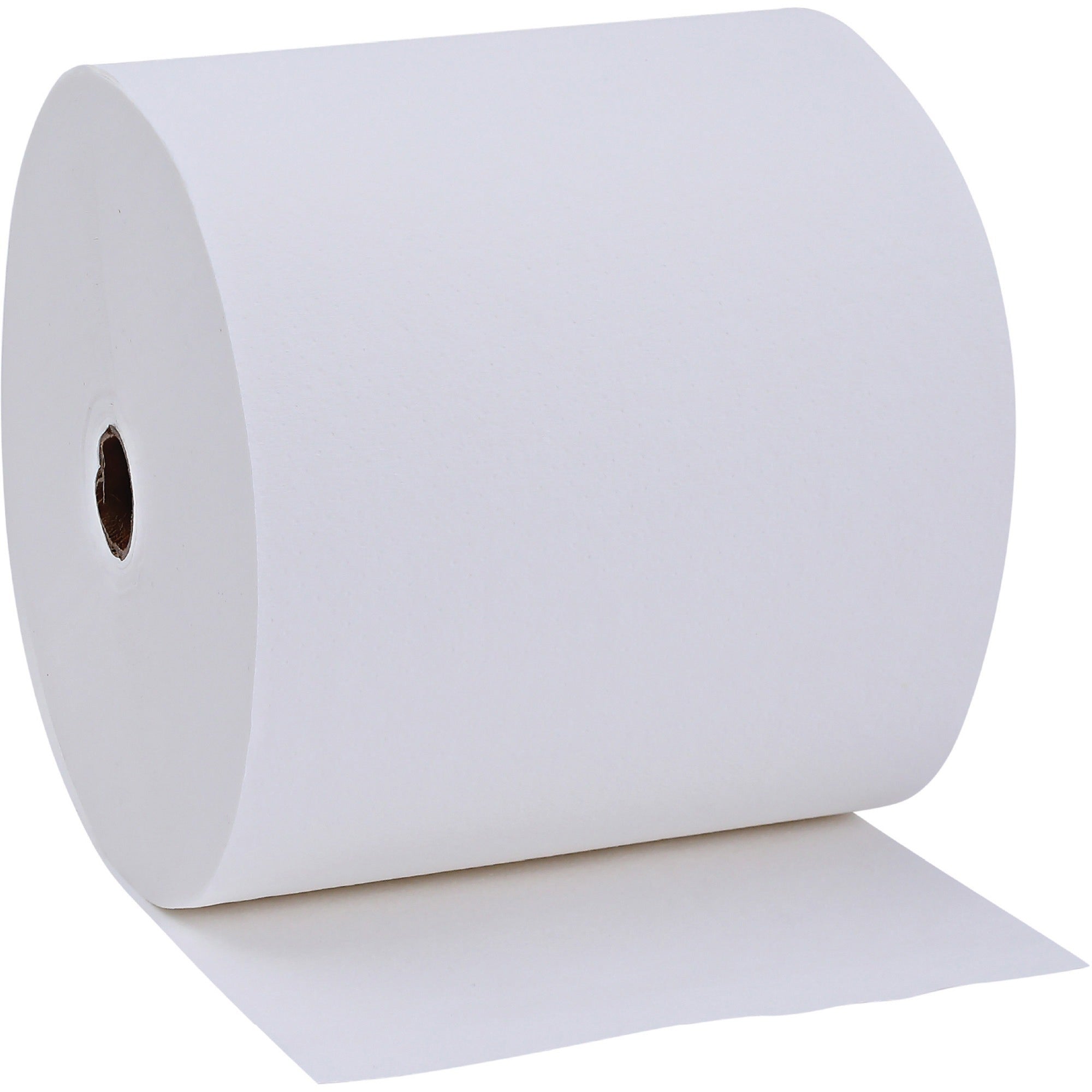 genuine-joe-solutions-1-ply-hardwound-towels-1-ply-7-x-600-ft-098-core-white-virgin-fiber-embossed-absorbent-soft-chlorine-free-strong-6-carton_gjo96007 - 1