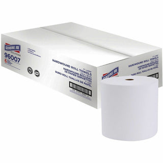 Genuine Joe Solutions 1-ply Hardwound Towels - 1 Ply - 7" x 600 ft - 0.98" Core - White - Virgin Fiber - Embossed, Absorbent, Soft, Chlorine-free, Strong - 6 / Carton