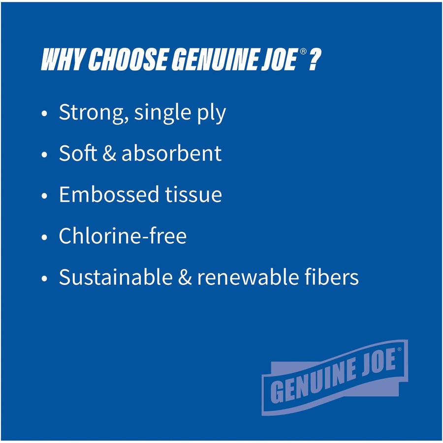genuine-joe-solutions-1-ply-hardwound-towels-1-ply-7-x-600-ft-098-core-white-virgin-fiber-embossed-absorbent-soft-chlorine-free-strong-6-carton_gjo96007 - 4