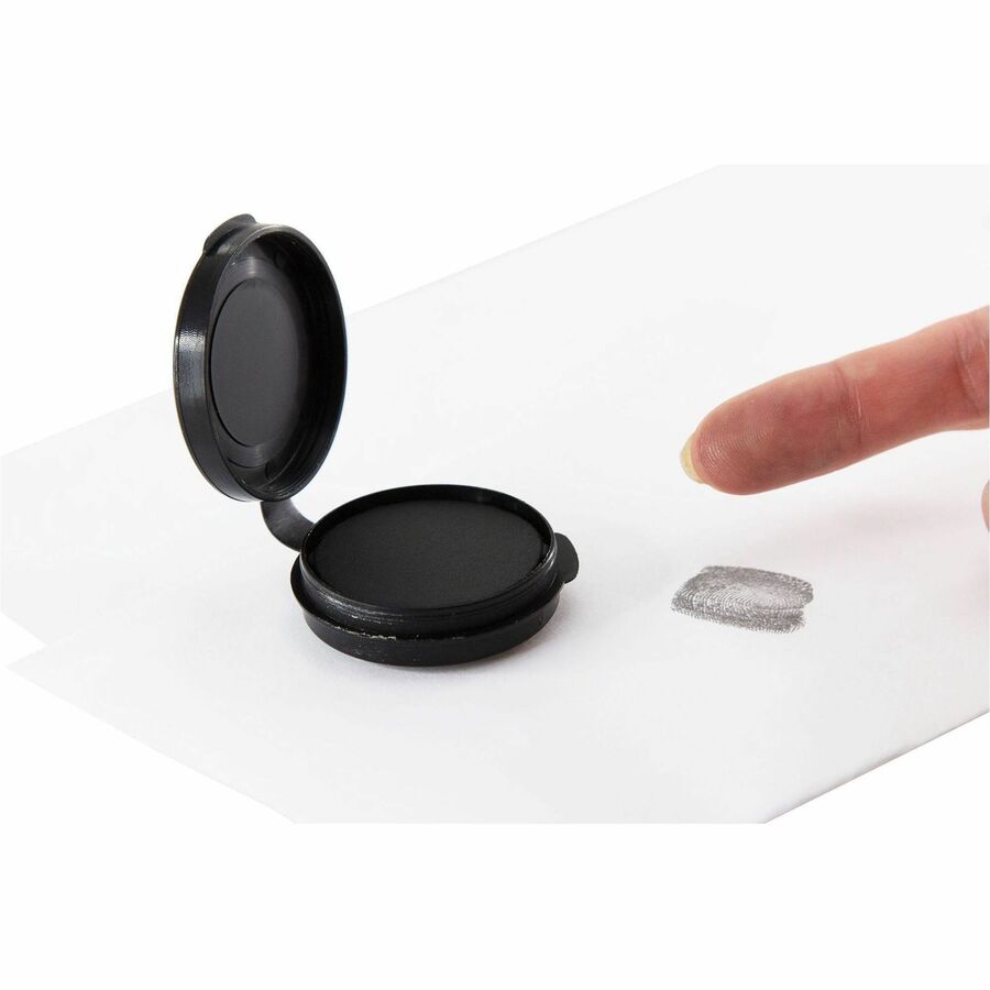 SICURIX Adhesive Fingerprint Ink Pads - 12 / Carton - 0.5" Height x 1.5" Width x 1.5" Depth - Black Ink - Black