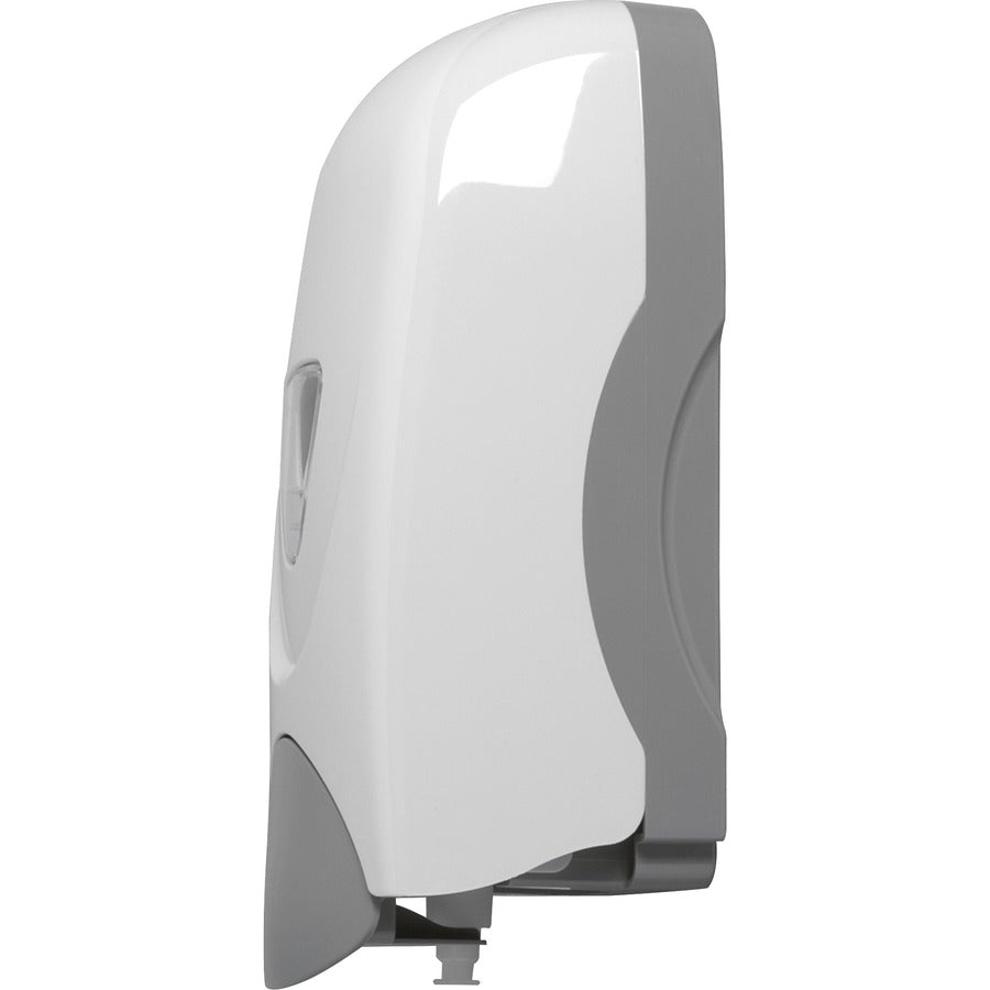 Genuine Joe Foam-Eeze Foam Soap Dispenser - Manual - 1.06 quart Capacity - Refillable, Site Window, Durable - White, Gray - 12 / Carton