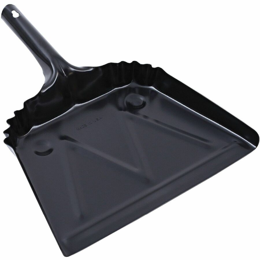 Genuine Joe Heavy-duty Metal Dustpan - 12" Wide - Steel Pan - Black - 12 / Carton