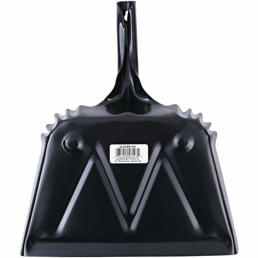 Genuine Joe Heavy-duty Metal Dustpan - 12" Wide - Steel Pan - Black - 12 / Carton