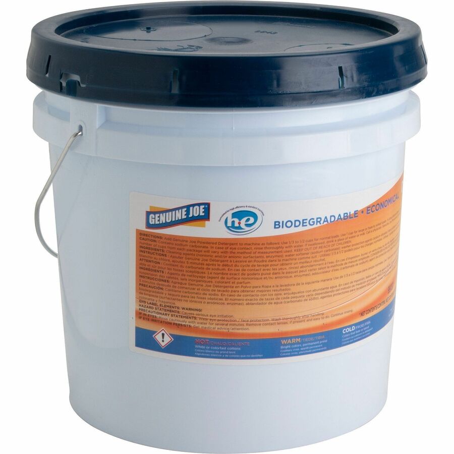 Genuine Joe Economical Powdered Laundry Detergent in Pail - 640 oz (40 lb) - Linen Scent - 1 Each - Deodorize, Dye-free, Environmentally Friendly, Non-toxic, Washable, Dye-free, Reusable - Multi