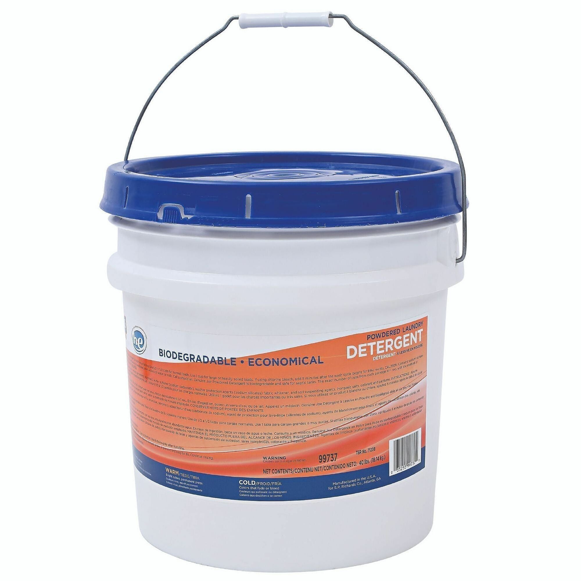 Genuine Joe Economical Powdered Laundry Detergent in Pail - 640 oz (40 lb) - Linen Scent - 1 Each - Deodorize, Dye-free, Environmentally Friendly, Non-toxic, Washable, Dye-free, Reusable - Multi