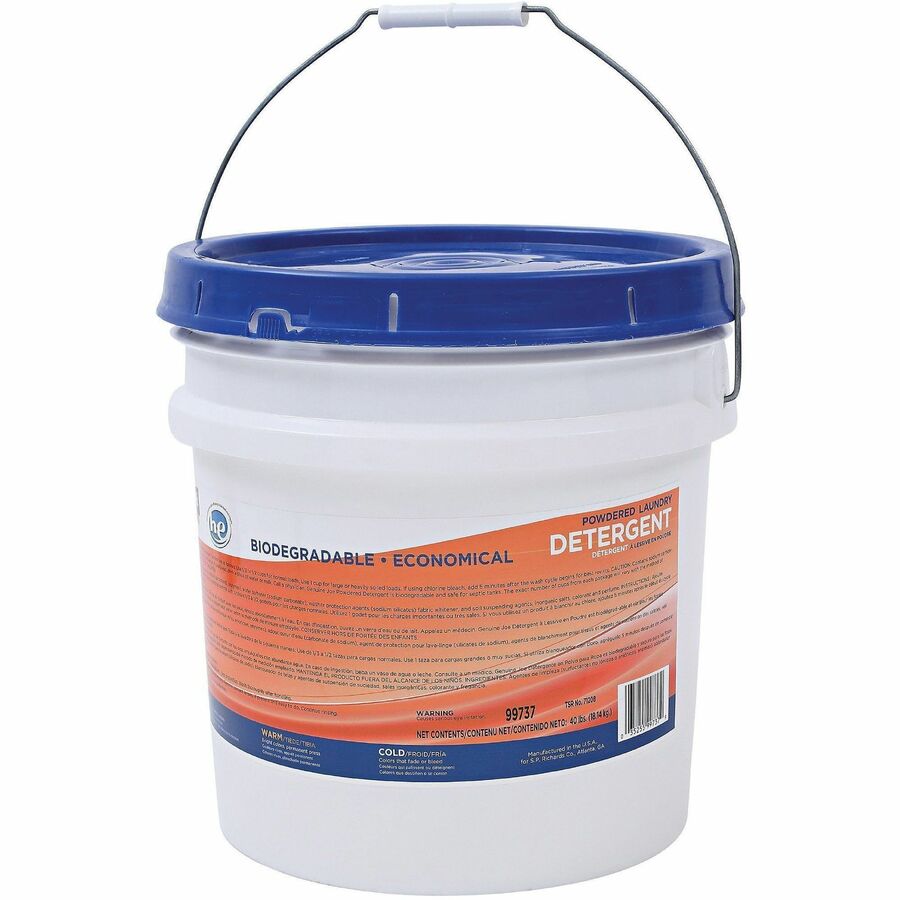 Genuine Joe Economical Powdered Laundry Detergent in Pail - 640 oz (40 lb) - Linen Scent - 1 Each - Deodorize, Dye-free, Environmentally Friendly, Non-toxic, Washable, Dye-free, Reusable - Multi