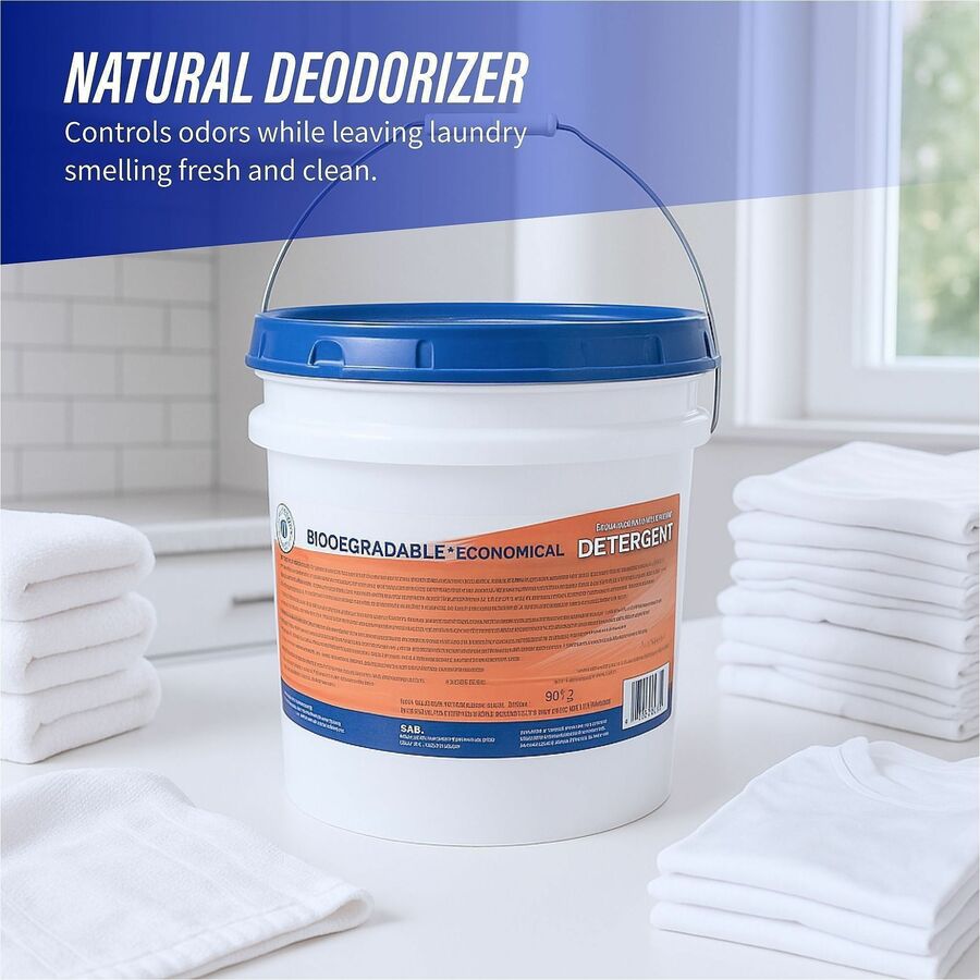 Genuine Joe Economical Powdered Laundry Detergent in Pail - 640 oz (40 lb) - Linen Scent - 1 Each - Deodorize, Dye-free, Environmentally Friendly, Non-toxic, Washable, Dye-free, Reusable - Multi
