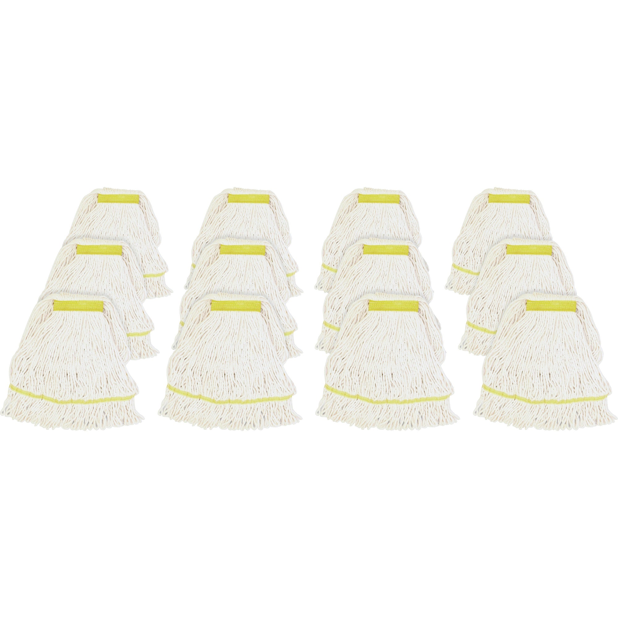 Genuine Joe Narrow Band Small Mophead - Rayon, Cotton - White - 12 / Carton