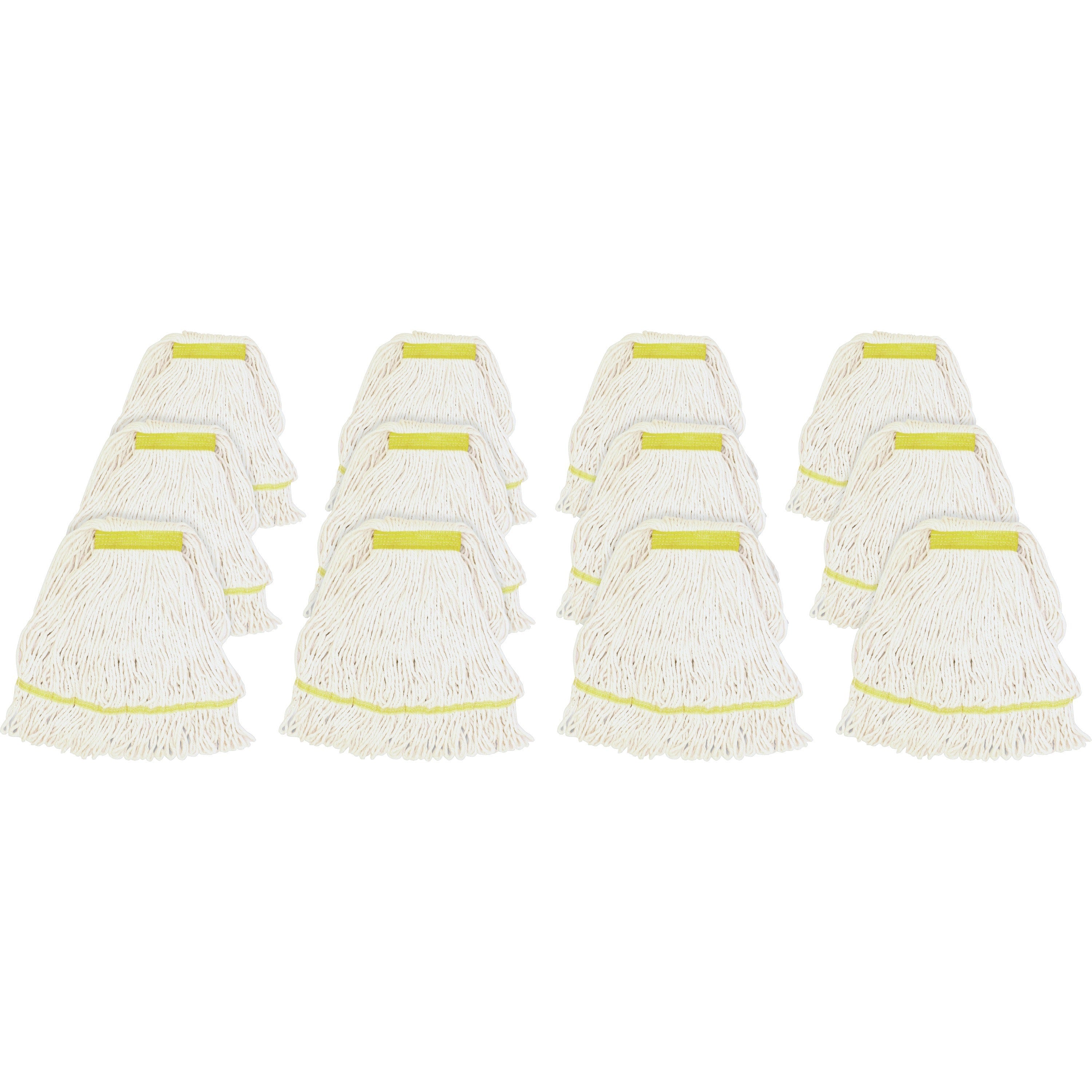 Genuine Joe Narrow Band Small Mophead - Rayon, Cotton - White - 12 / Carton