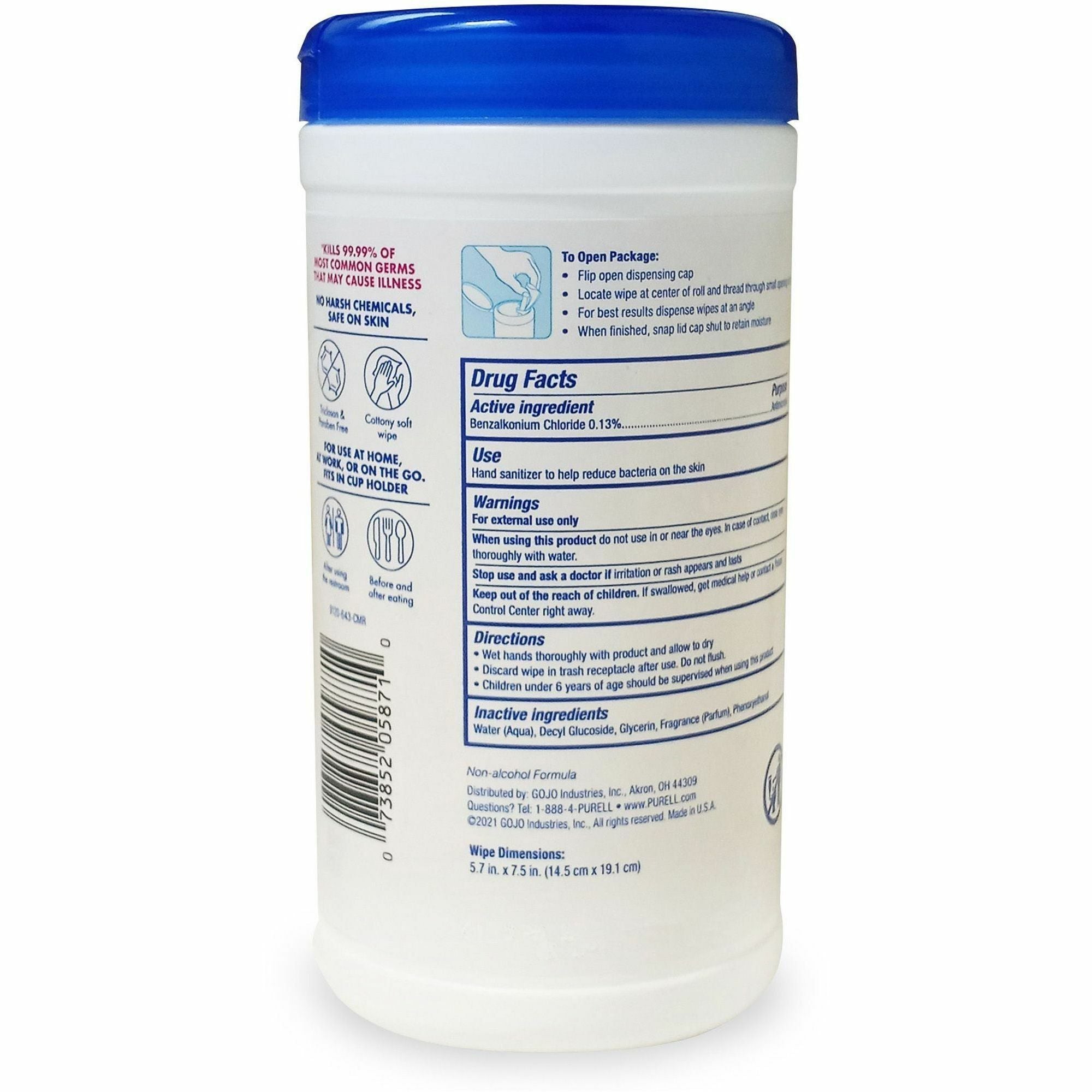 purell-clean-scent-hand-sanitizing-wipes-clean-white-durable-alcohol-free-for-hand-multi-surface-face-40-per-canister-1-each_goj912006cmr - 2