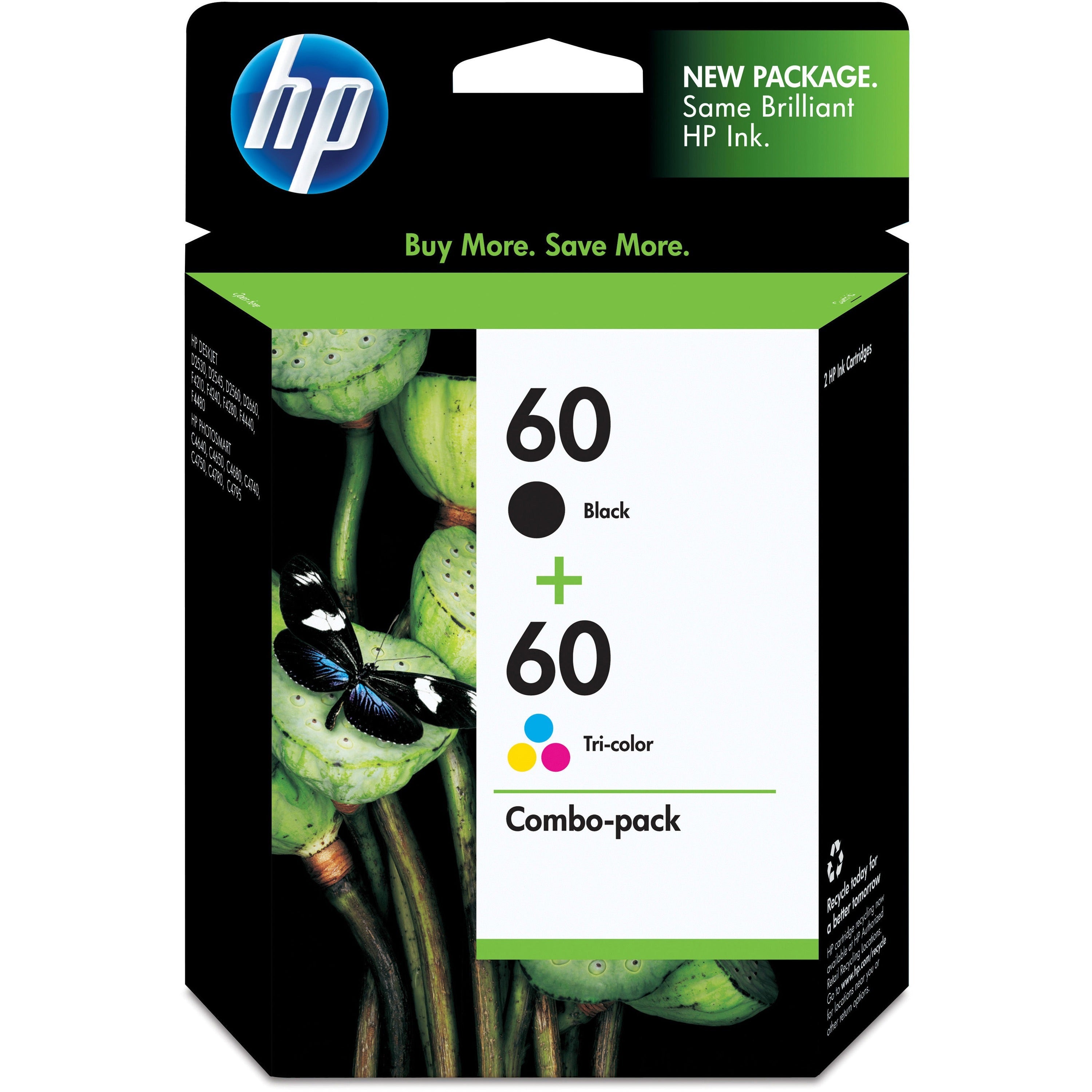HP 60, (N9H63FN) 2-Pack Black/Tri-Color Original Ink Cartridges - 1