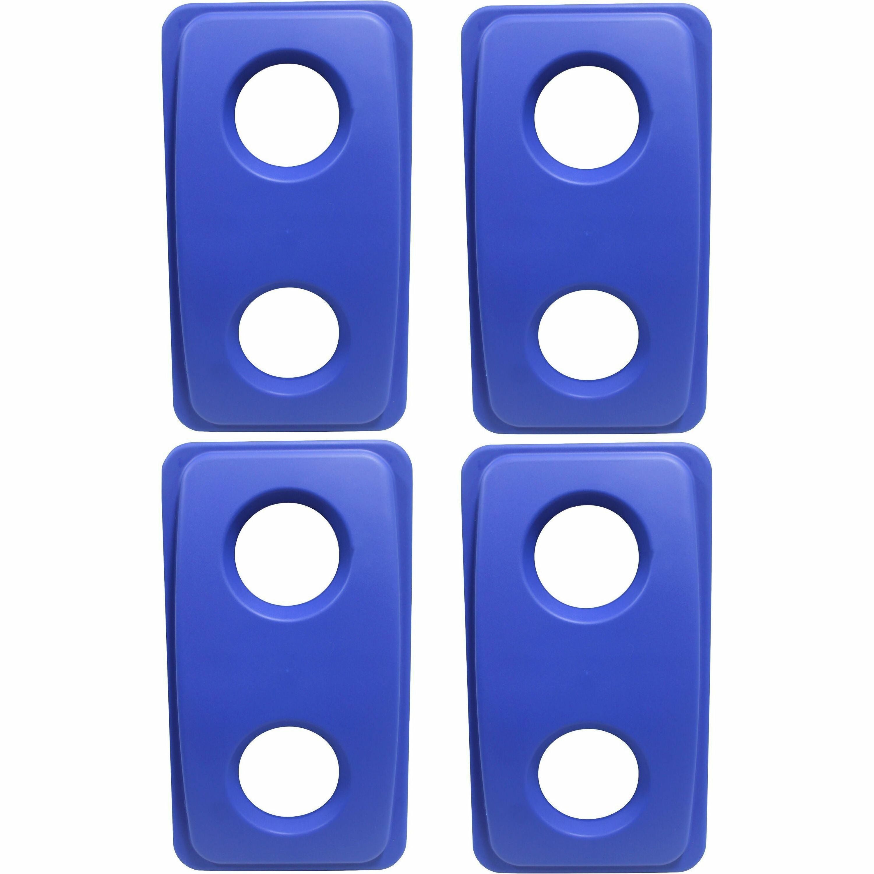 Thin Bin Round Cut Out Blue Lid - Rectangular - 4 / Carton - Blue