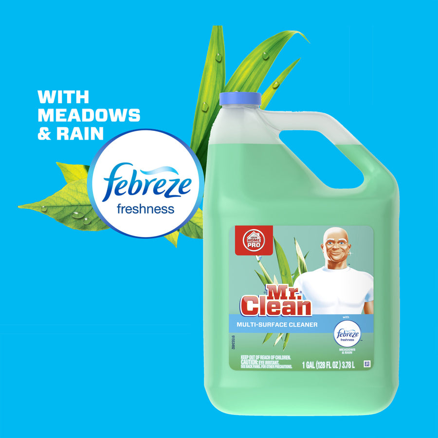 Multipurpose Cleaning Solution with Febreze,128 oz Bottle, Meadows and Rain Scent, 4/Carton