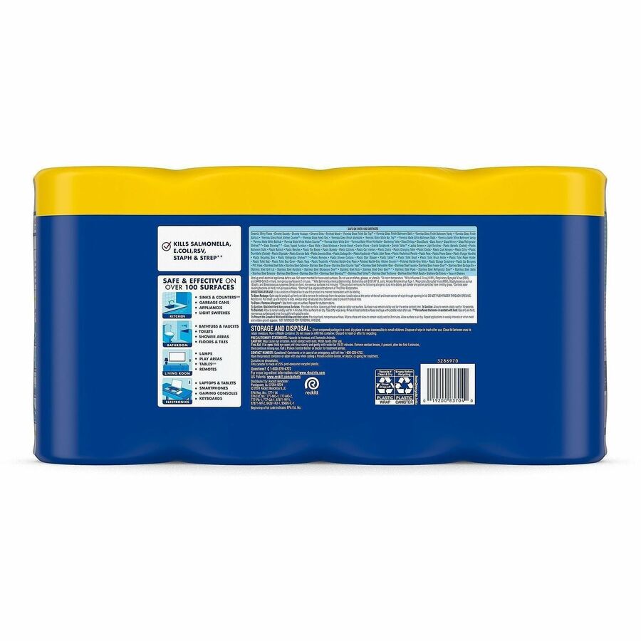Lysol 4-pack Disinfecting Wipes - Lemon Lime Scent - 80.0 / Canister - 4 / Pack - Pre-moistened, Antibacterial, Disinfectant - White