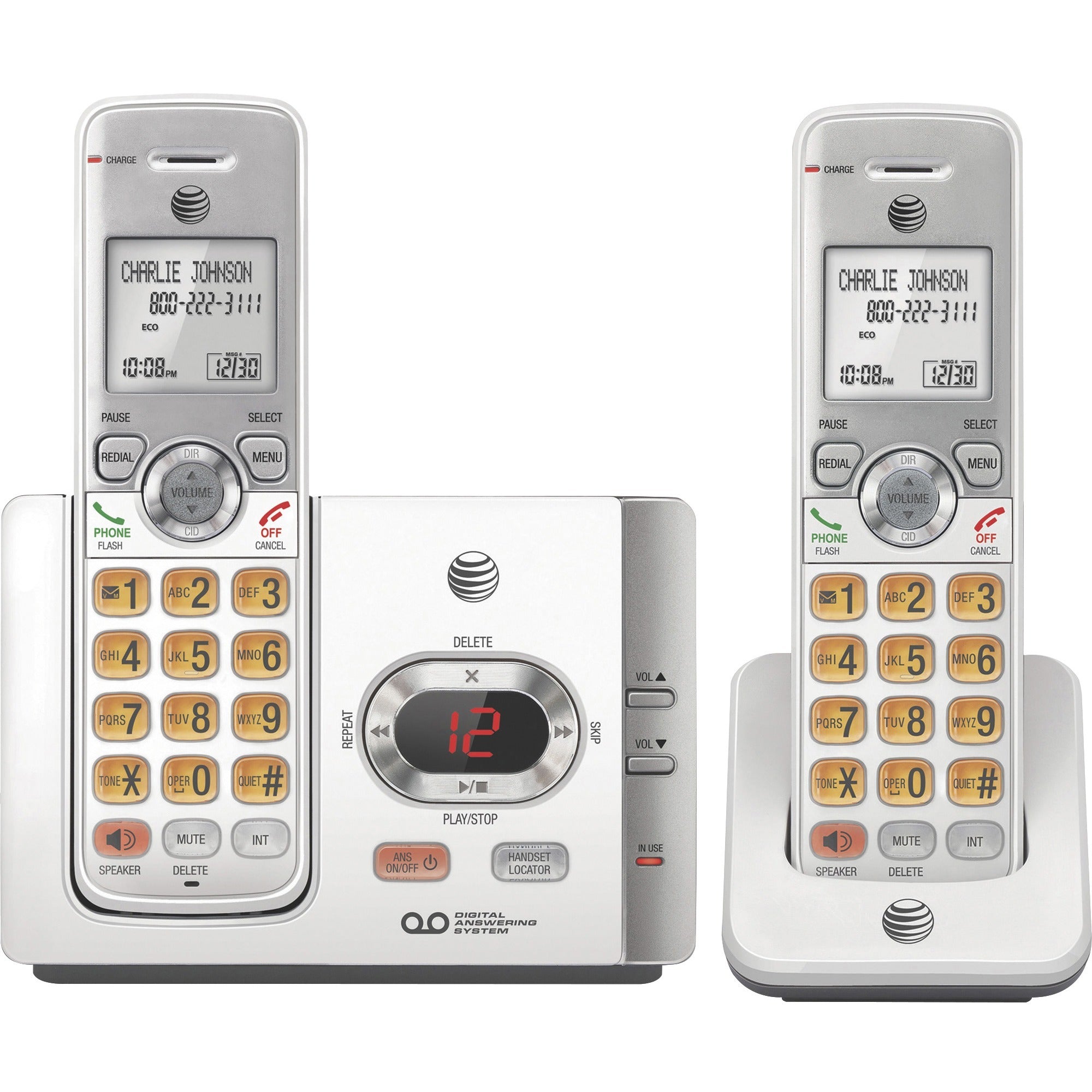 at&t-el52215-dect-60-cordless-phone-silver-black-cordless-1-x-phone-line-2-x-handset-speakerphone-answering-machine_attel52215 - 1