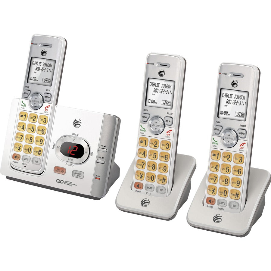 AT&T EL52315 DECT 6.0 Cordless Phone - Silver, Black - Cordless - 1 x Phone Line - 3 x Handset - Speakerphone - Answering Machine