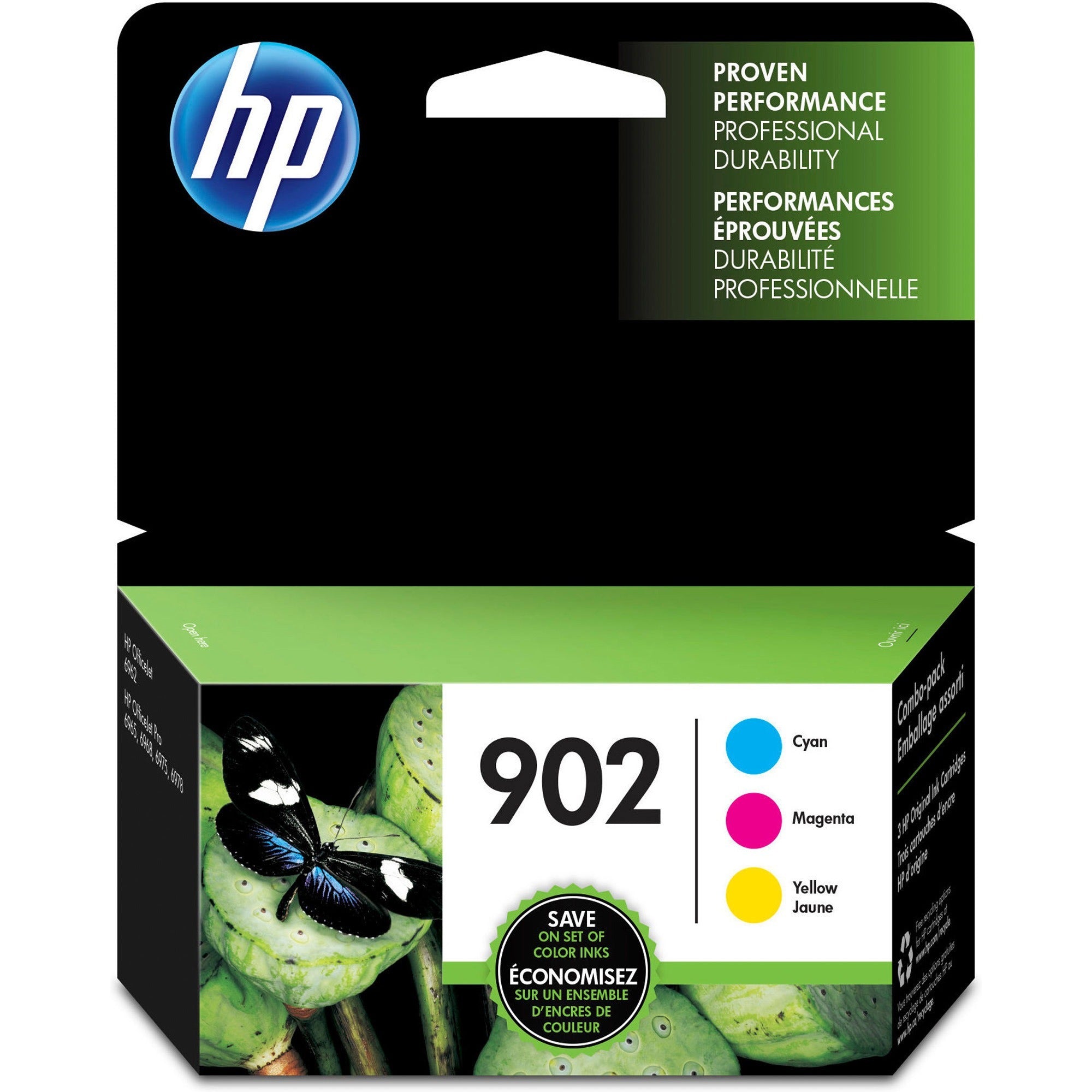 HP 902, (T0A38AN) 3-Pack Cyan/Magenta/Yellow Original Ink Cartridges - 1