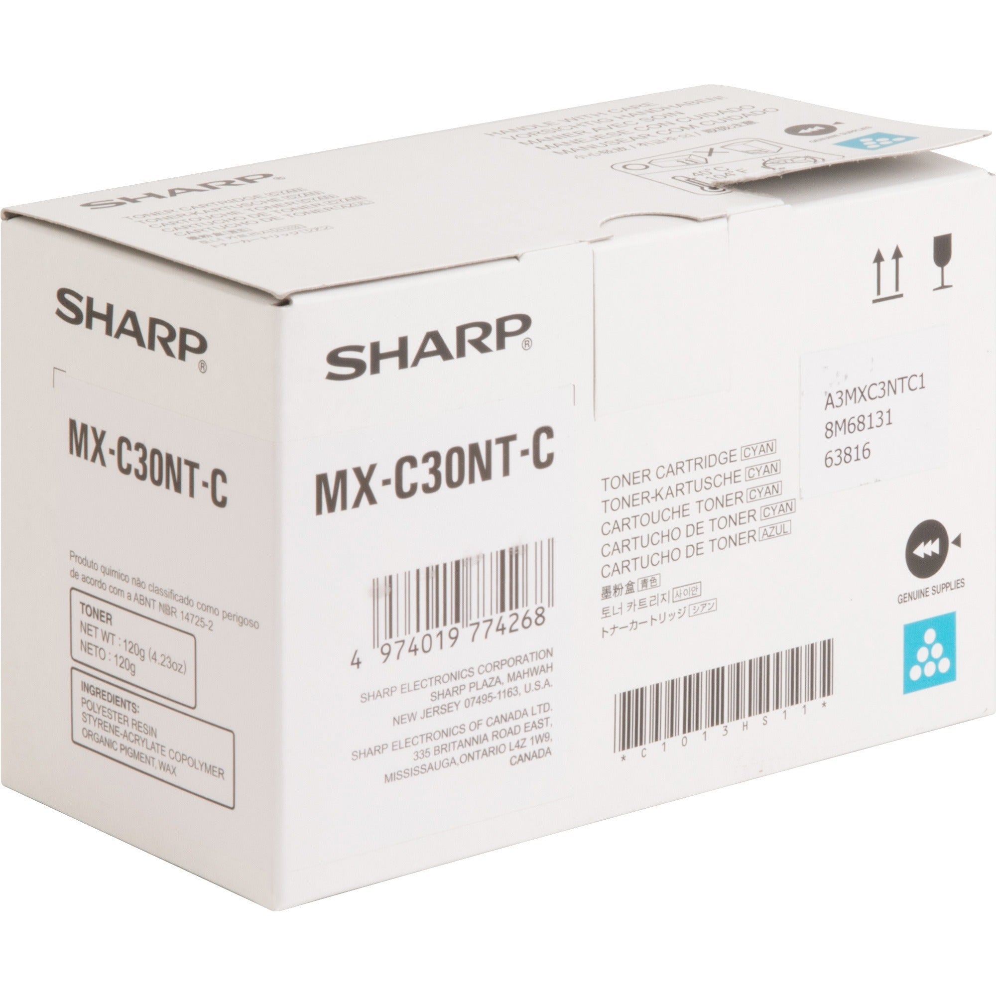 sharp-original-high-yield-laser-toner-cartridge-cyan-1-each-6000-pages_shrmxc30ntc - 1