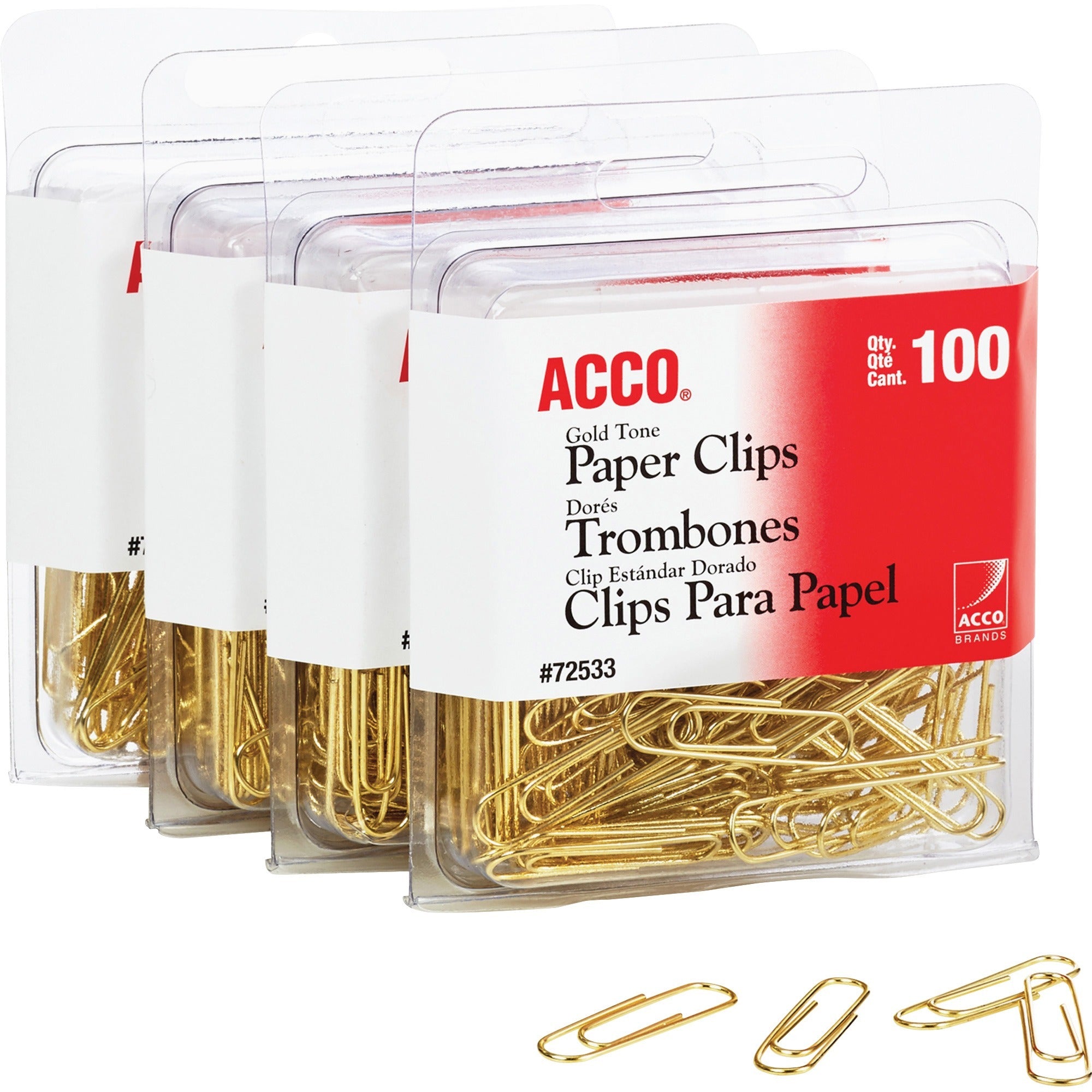 acco-gold-tone-paper-clips-no-2-14-length-x-05-width-10-sheet-capacity-for-office-home-school-document-paper-sturdy-flex-resistant-bend-resistant-400-pack-gold_acc72554 - 2