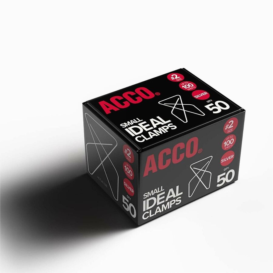 ACCO Ideal Clamps - No. 2 - 100 Sheet Capacity - for Office, Home, School, Document, Paper - Sturdy, Tear Resistant, Bend Resistant, Flex Resistant - 150 / Pack - Silver