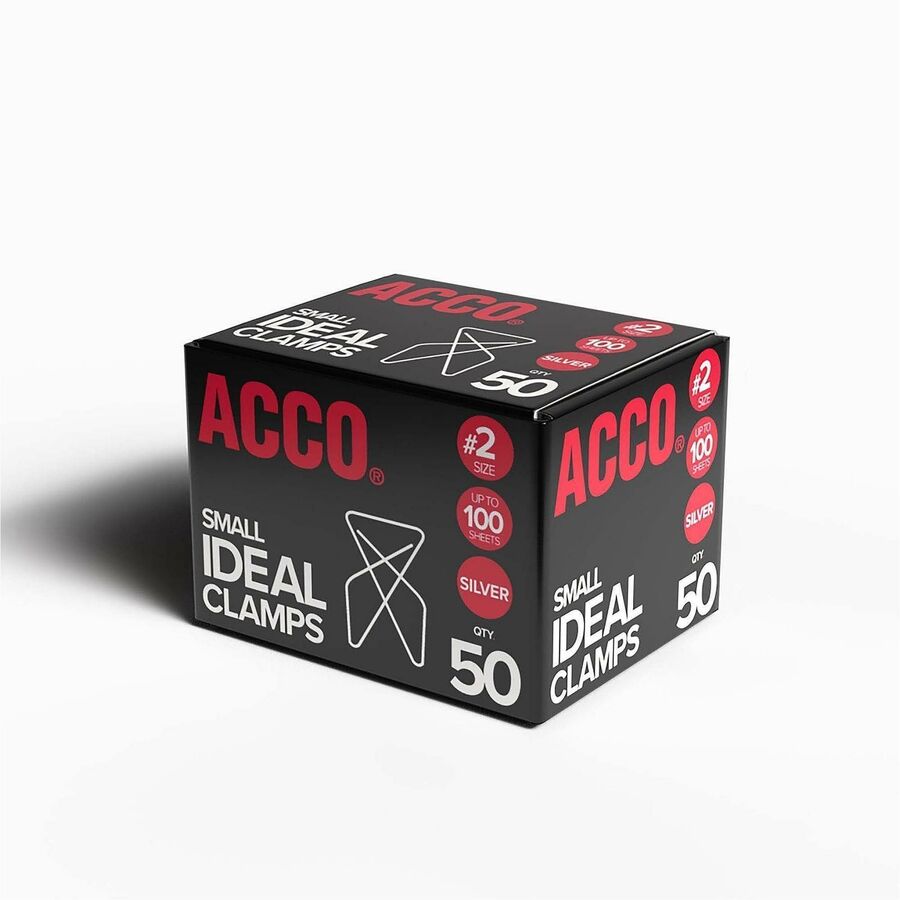 ACCO Ideal Clamps - No. 2 - 100 Sheet Capacity - for Office, Home, School, Document, Paper - Sturdy, Tear Resistant, Bend Resistant, Flex Resistant - 150 / Pack - Silver