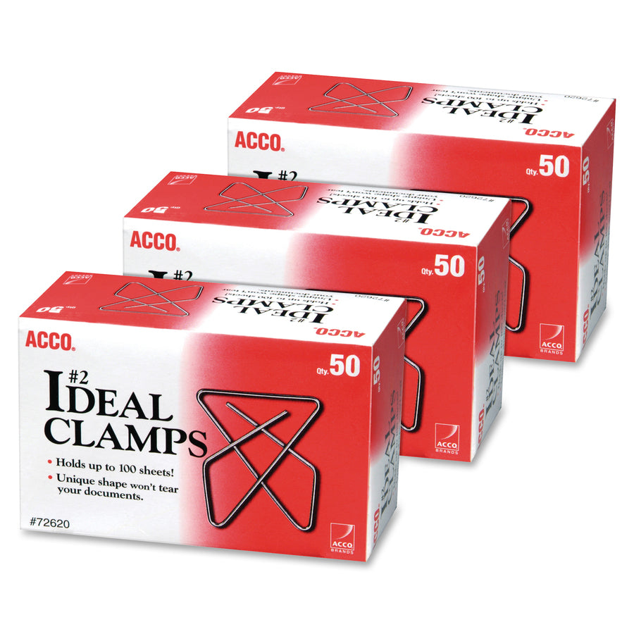 acco-ideal-clamps-no-2-100-sheet-capacity-for-office-home-school-document-paper-sturdy-tear-resistant-bend-resistant-flex-resistant-150-pack-silver_acc72643 - 2