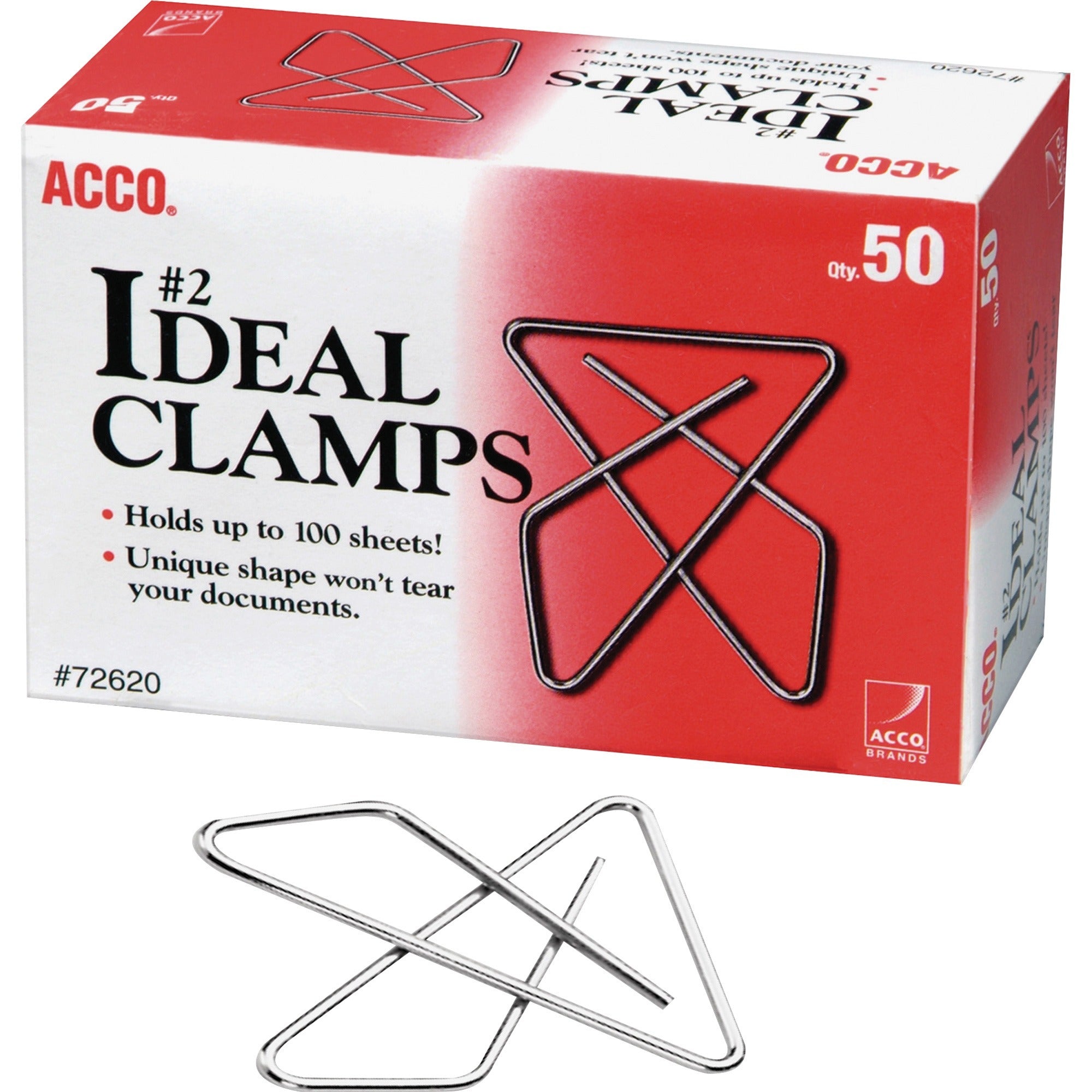 acco-ideal-clamps-no-2-100-sheet-capacity-for-office-home-school-document-paper-sturdy-tear-resistant-bend-resistant-flex-resistant-150-pack-silver_acc72643 - 1
