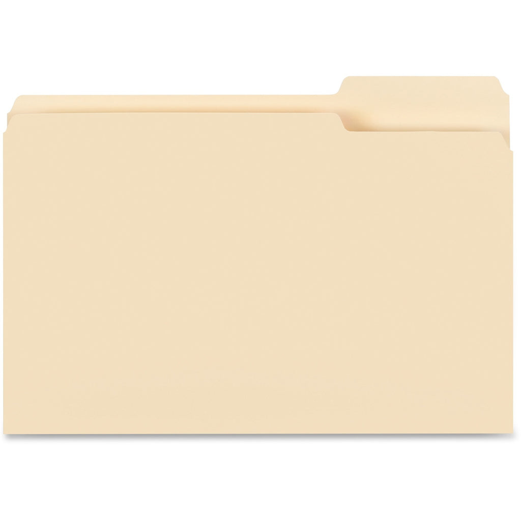 Business Source 1/3 Tab Cut Legal Recycled Top Tab File Folder - 8 1/2" x 14" - 3/4" Expansion - Manila - 10% Recycled - 100 / Box