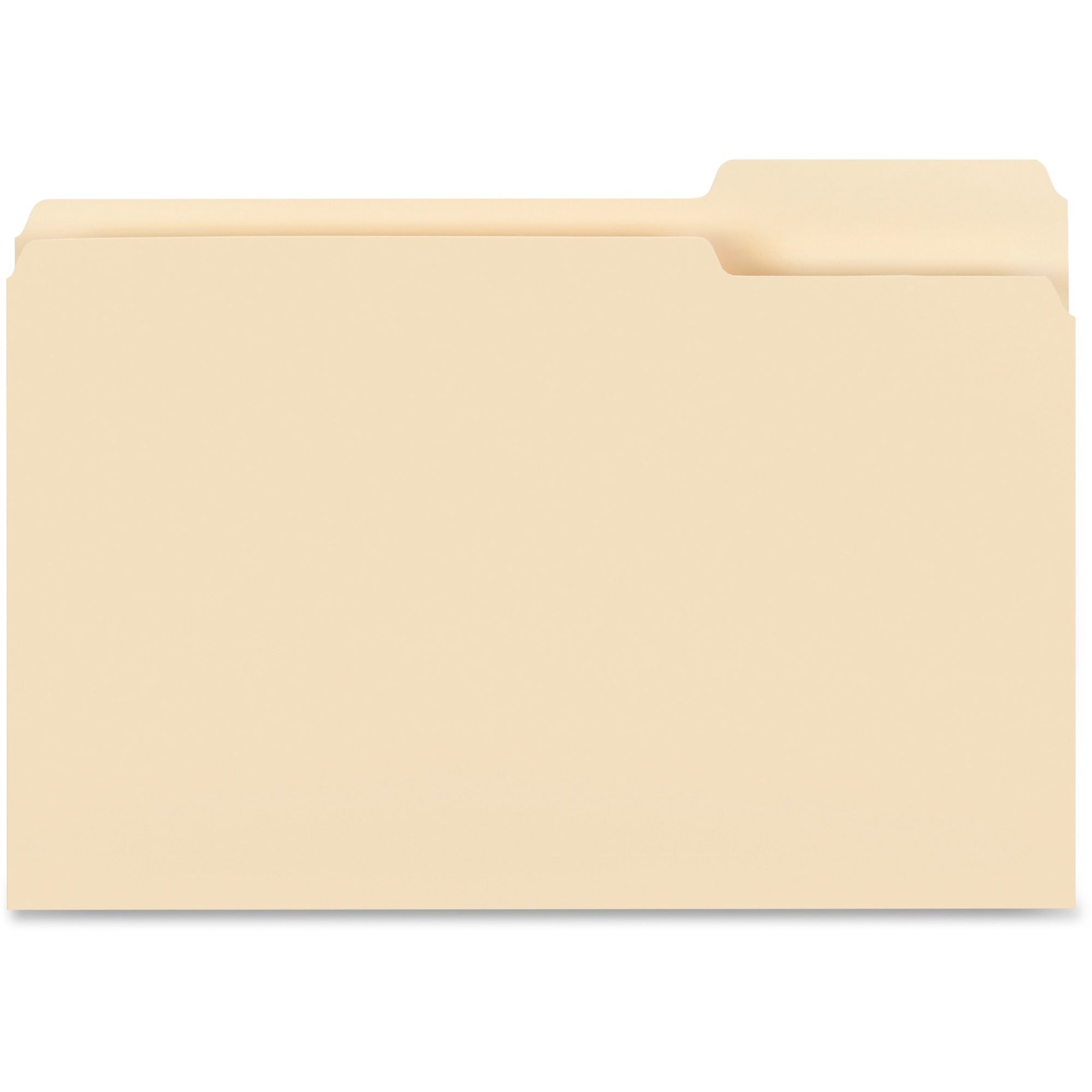 Business Source 1/3 Tab Cut Legal Recycled Top Tab File Folder - 8 1/2" x 14" - 3/4" Expansion - Manila - 10% Recycled - 100 / Box