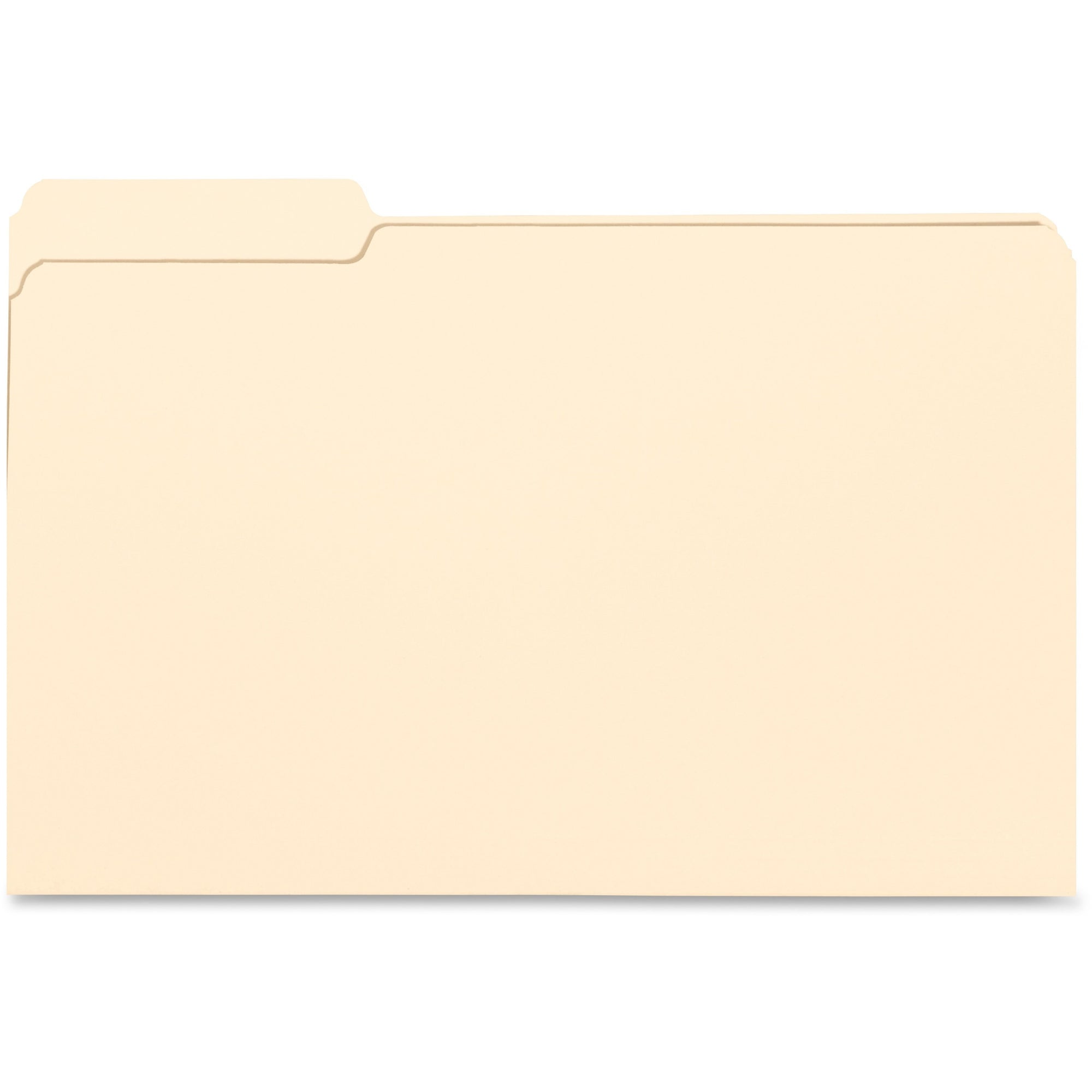 Business Source 1/3 Tab Cut Legal Recycled Top Tab File Folder - 8 1/2" x 14" - 3/4" Expansion - Manila - 10% Recycled - 100 / Box