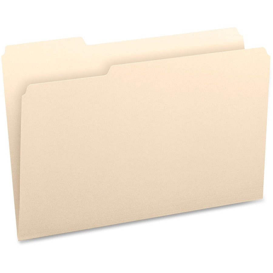 Business Source 1/3 Tab Cut Legal Recycled Top Tab File Folder - 8 1/2" x 14" - 3/4" Expansion - Manila - 10% Recycled - 100 / Box
