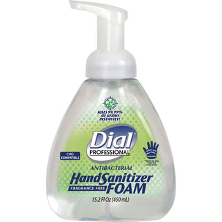 Dial Professional Hand Sanitizer Foam - 15.2 fl oz (449.5 mL) - Pump Bottle Dispenser - Kill Germs - Hand - Moisturizing - Clear - Fragrance-free - 4 / Carton