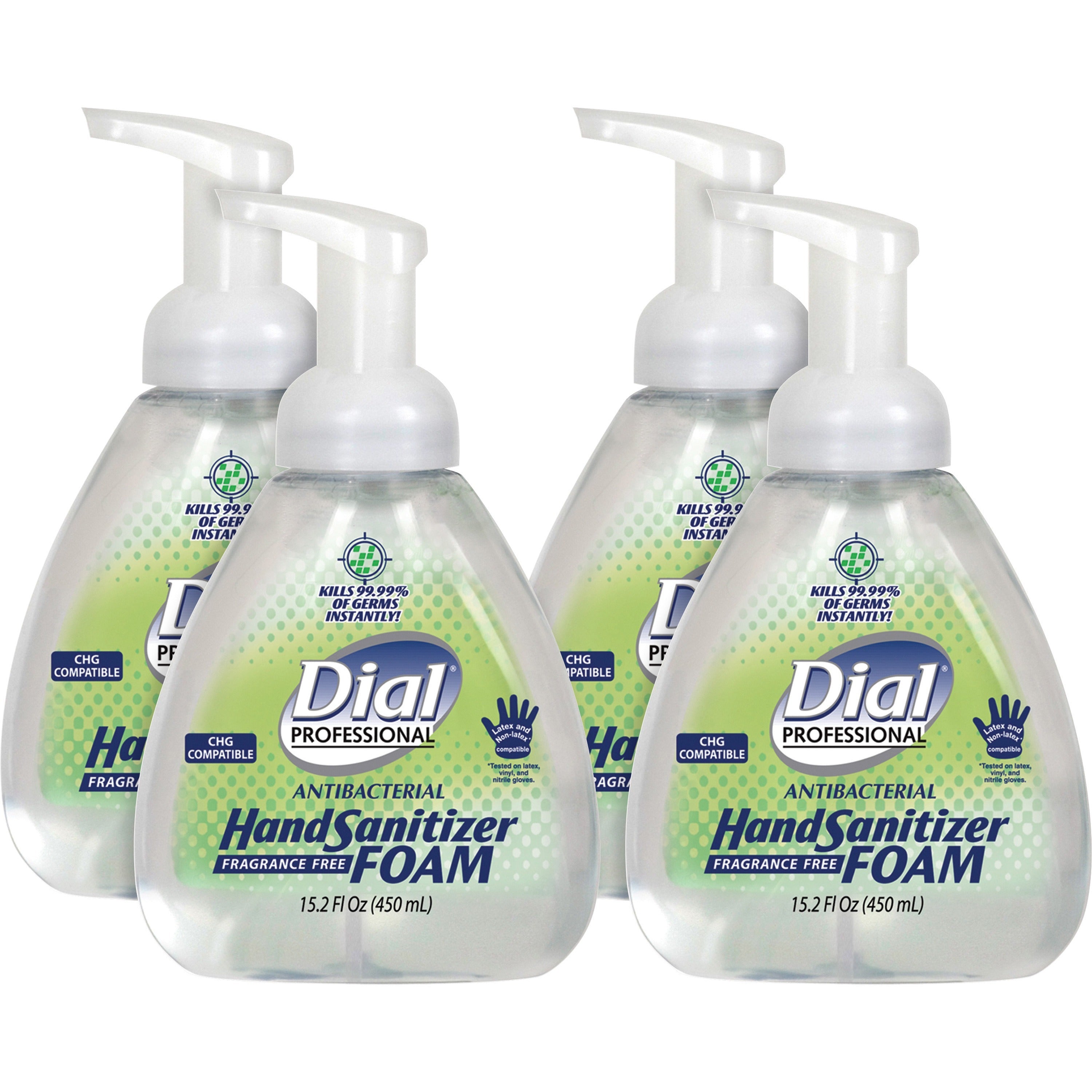 dial-professional-hand-sanitizer-foam-152-fl-oz-4495-ml-pump-bottle-dispenser-kill-germs-hand-moisturizing-clear-fragrance-free-4-carton_dia06040ct - 1